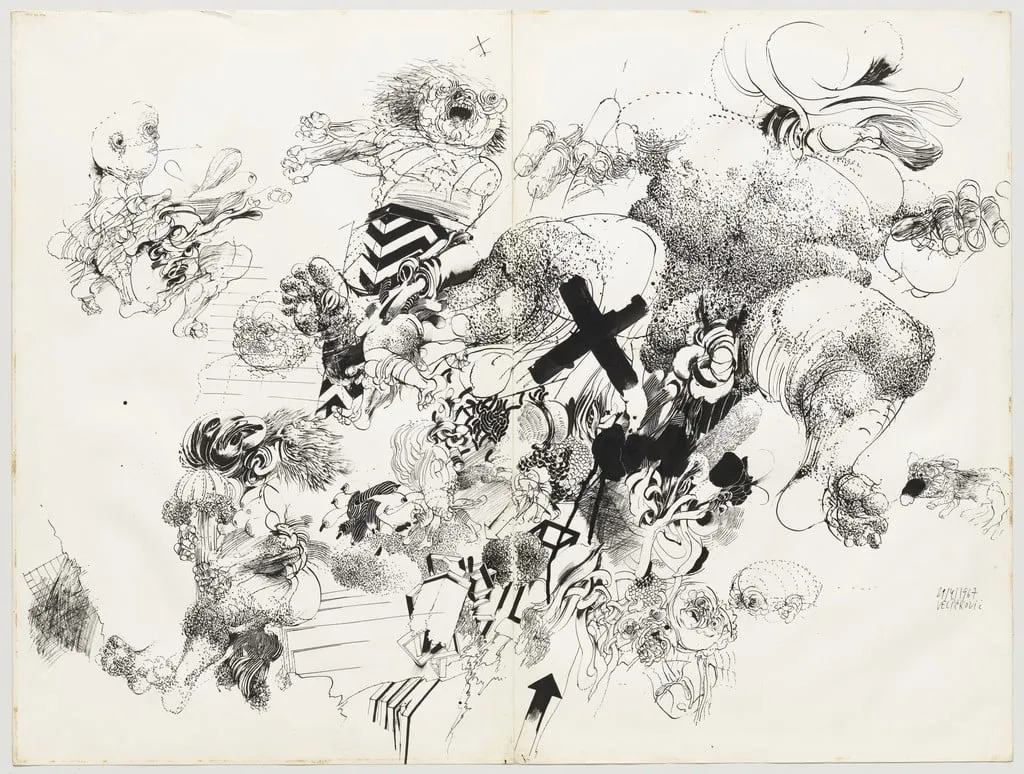 Untitled, by Vladimir Velickovic, ink, 1967