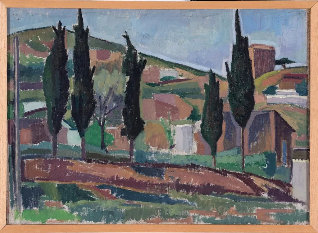 Landscape: Galatsi, by Vostantzoglou-Vlastari Ioanna, unspecified, 1956