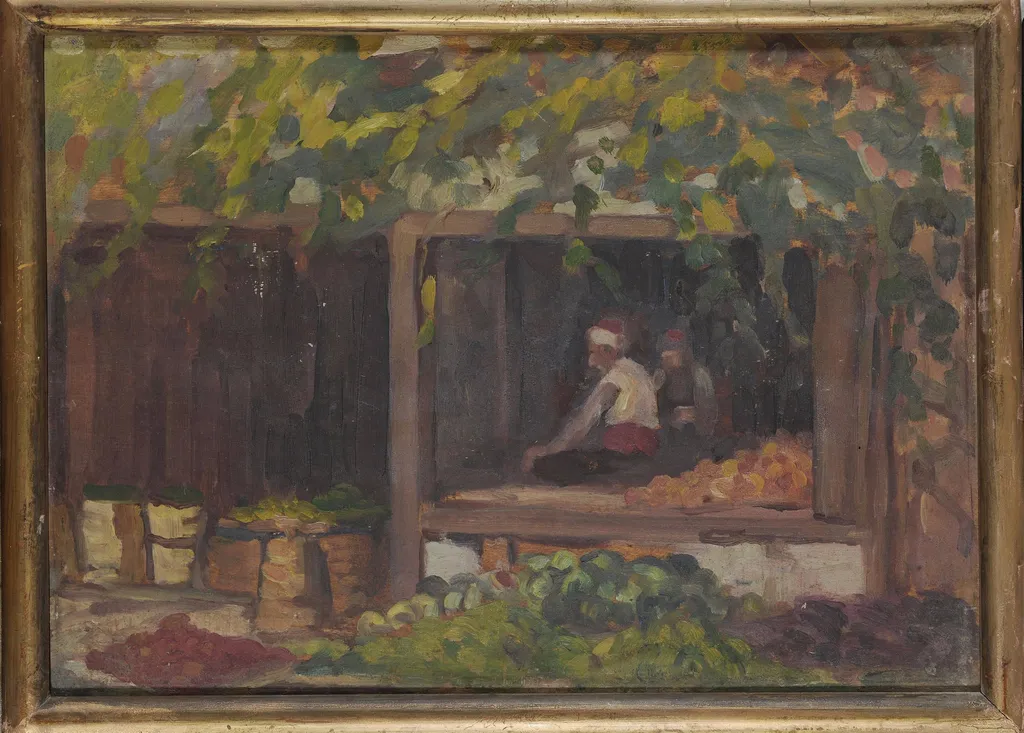 Άνδρες σε μαγαζί, by Vyzantios Periklis, unspecified, 1922