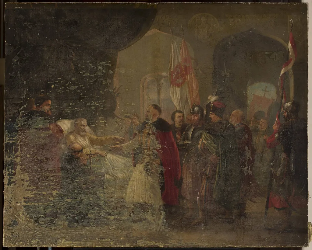 Death of the leader, by Władysław Majeranowski, oil, 1862