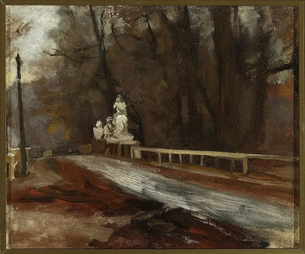 Bridge with the statue of Sobieski at Agrykola, by Władysław Podkowiński
