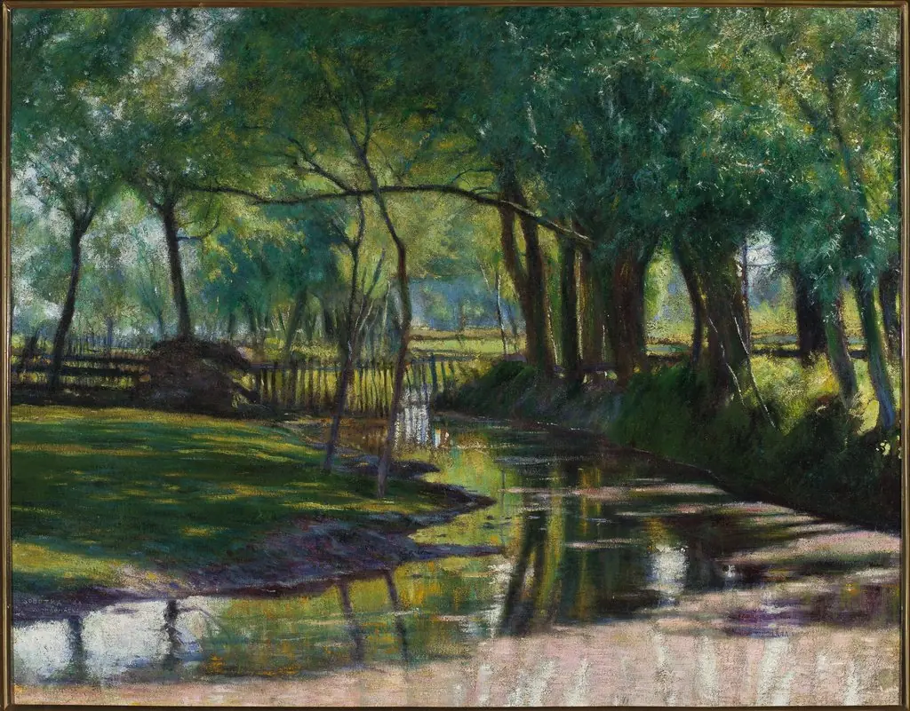 Green landscape with a stream, by Władysław Podkowiński