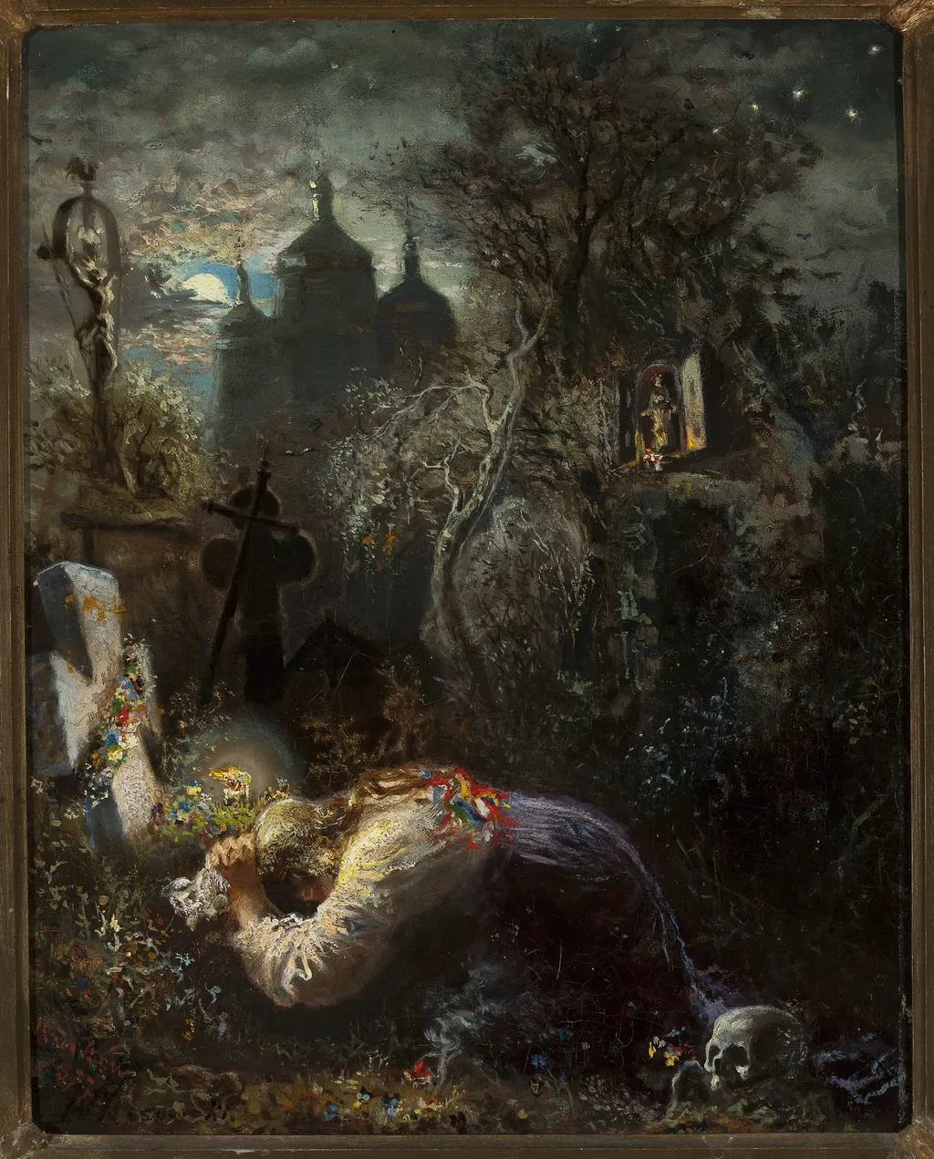 At the grave of an insurgent, by Władysław Rossowski, oil, 1889