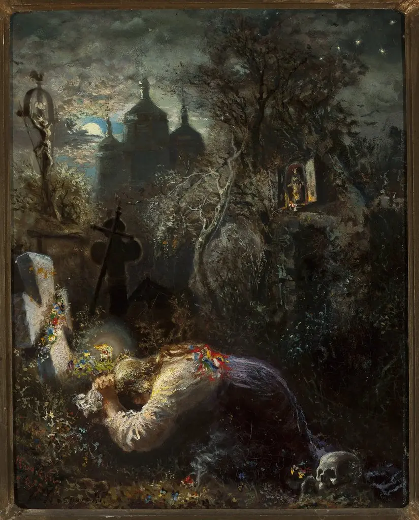 At the grave of an insurgent, by Władysław Rossowski