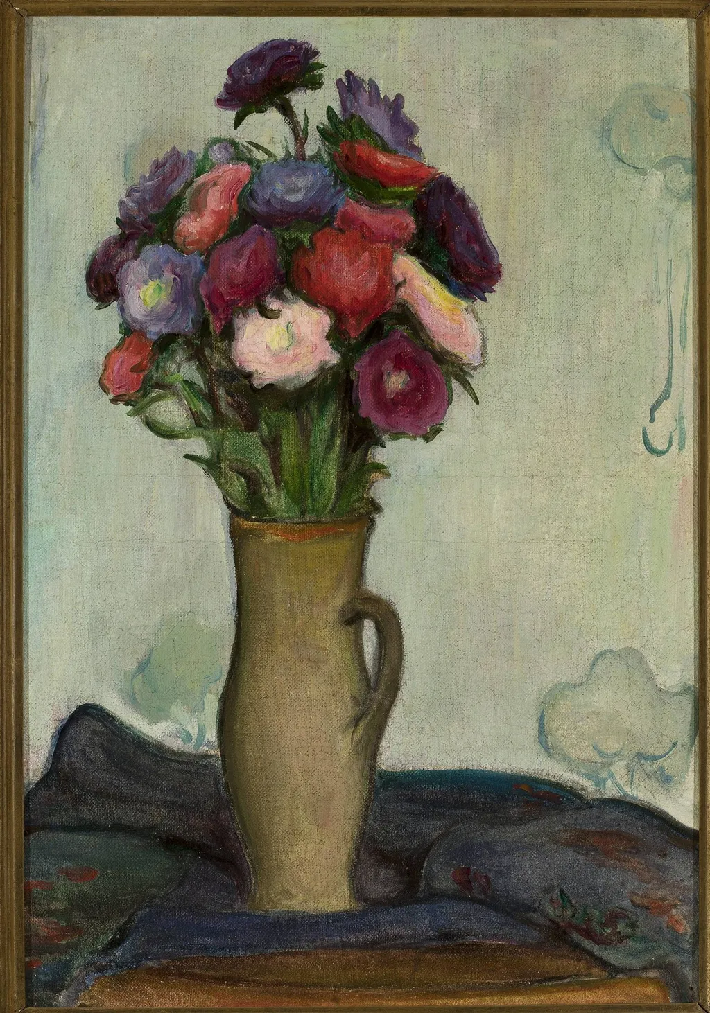 Flowers in a vase /Asters/, by Władysław Ślewiński, oil, 1906