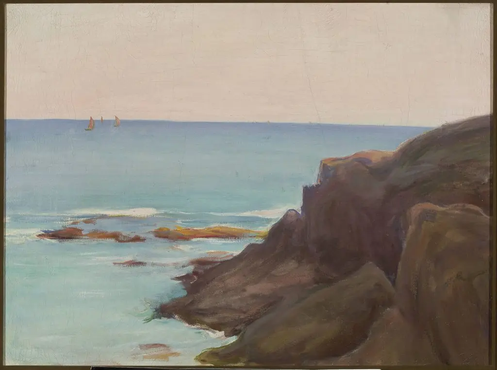 Marine landscape with three small boats, by Władysław Ślewiński