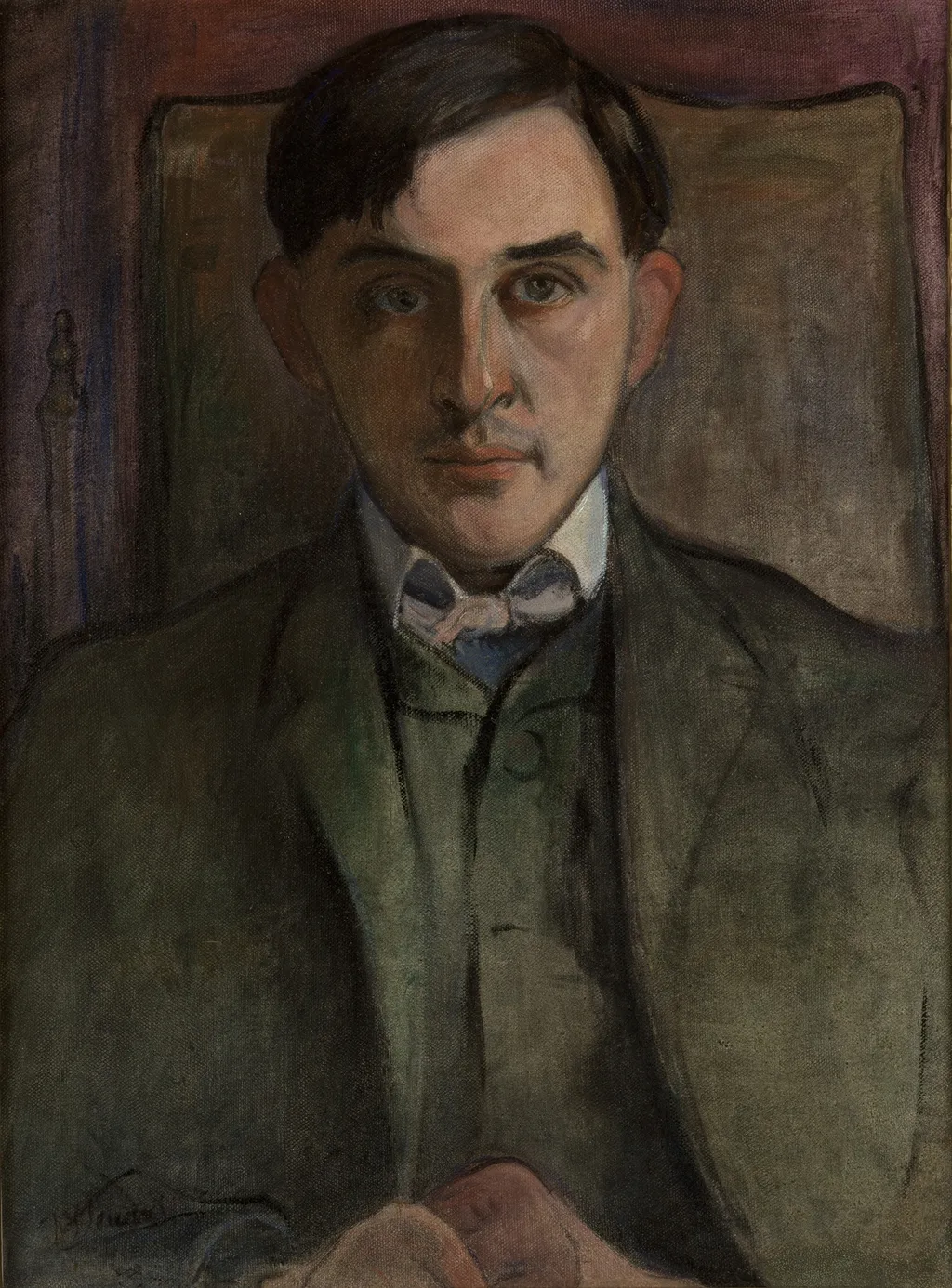 Portrait of Stanisław Ignacy Witkiewicz, by Władysław Ślewiński, oil, 1911