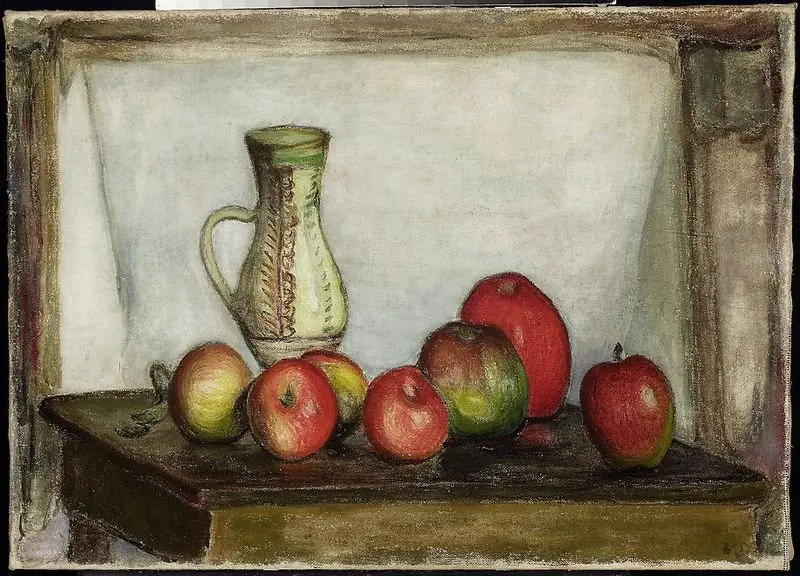 Still life – apples and a pitcher, by Władysław Ślewiński