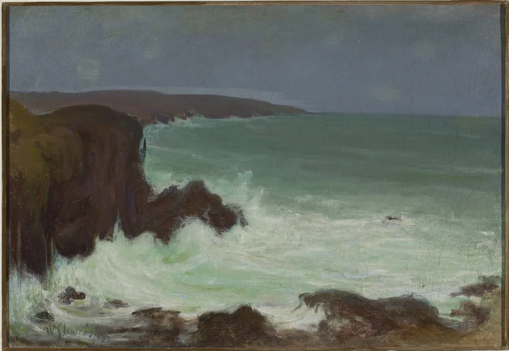 Storm of waves, by Władysław Ślewiński, oil, 1904