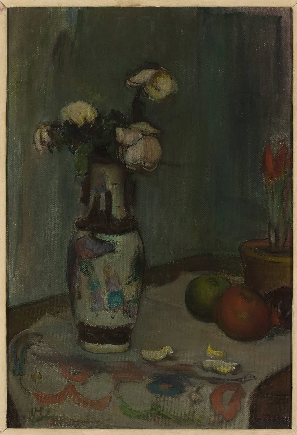 White roses in a vase, by Władysław Ślewiński, oil, 1903