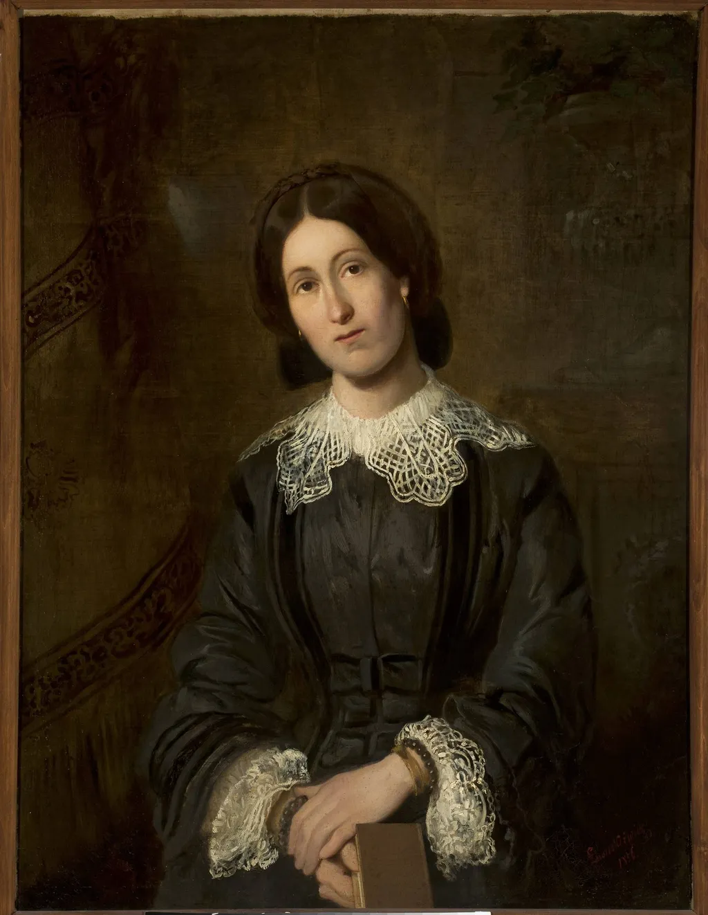 Portrait of Lucyna Łuszczkiewicz, artist’s sister, by Władysław Łuszczkiewicz, oil, 1856
