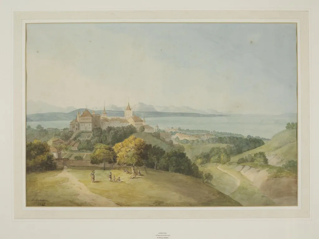 Lausanne, Switzerland, by W. Mackinnon, watercolor, 1798