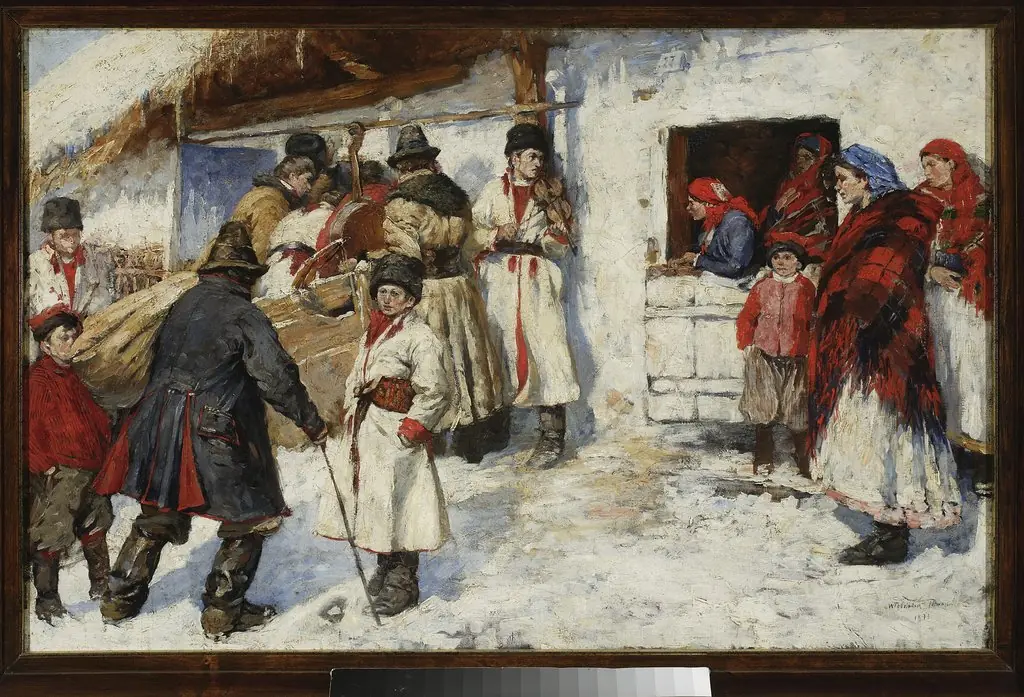 At the entrance to a tavern, by Włodzimierz Tetmajer