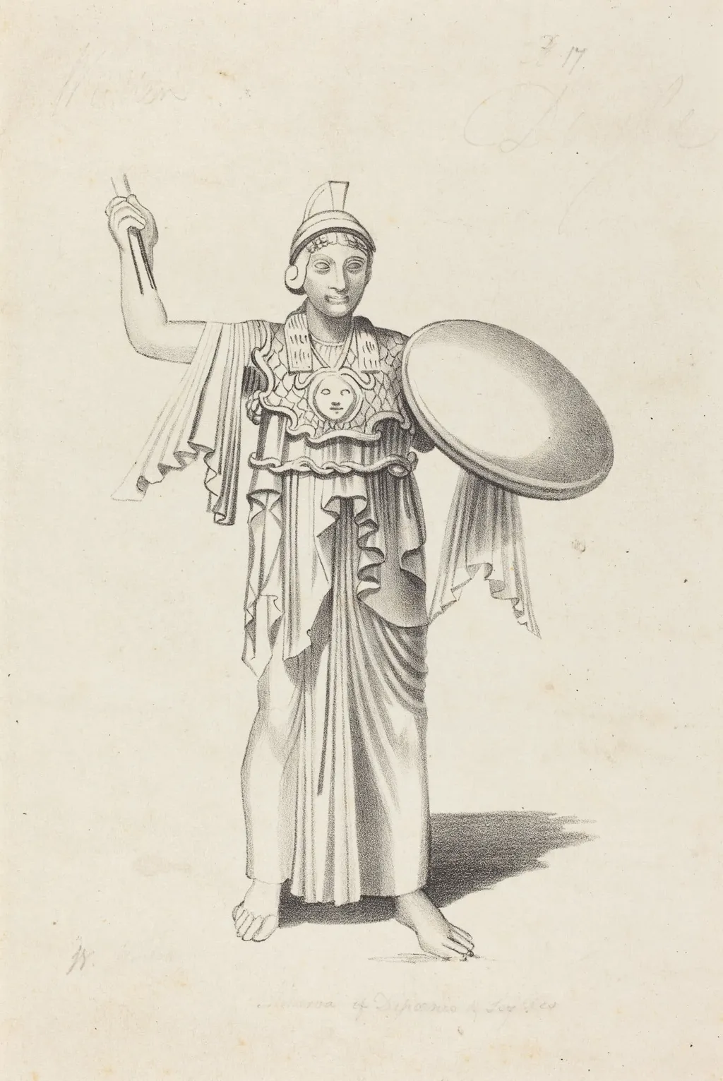 Minerva, From a Bronze by Daedalus, by W. Walton, ink, 1829