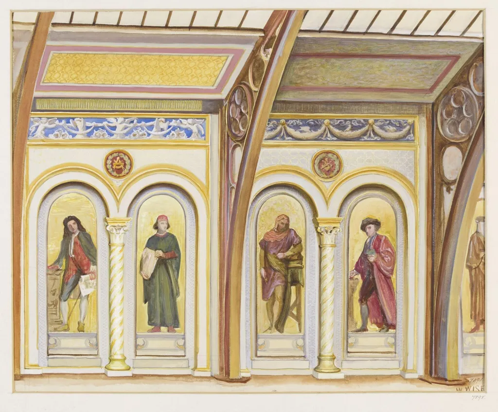 Interior of the South Court, by W. Wise, watercolor, 22