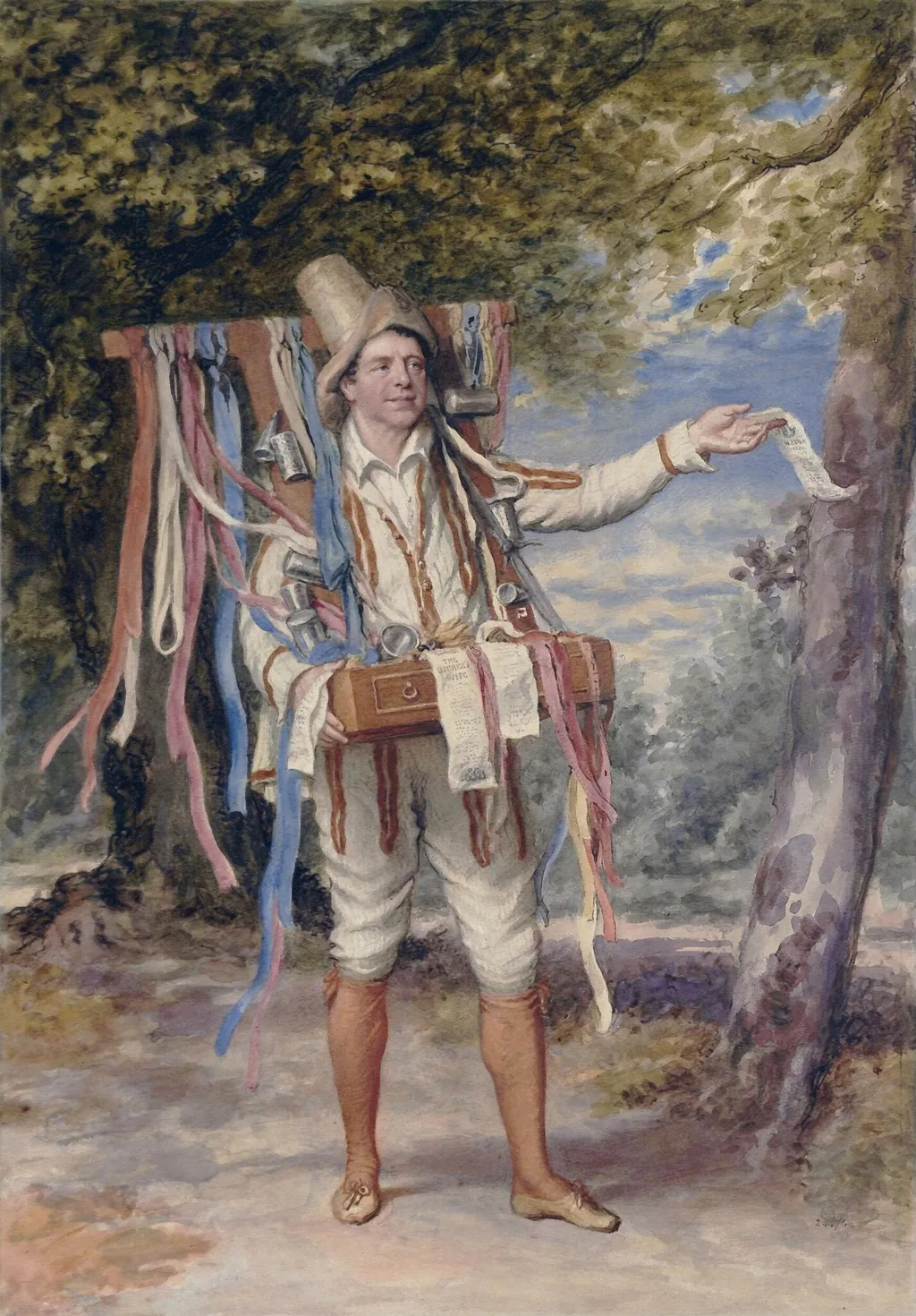 Portrait of John Fawcett, by Wageman, watercolor, 1828
