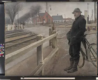 Waiting for the Train. Level Crossing by Roskilde Highway