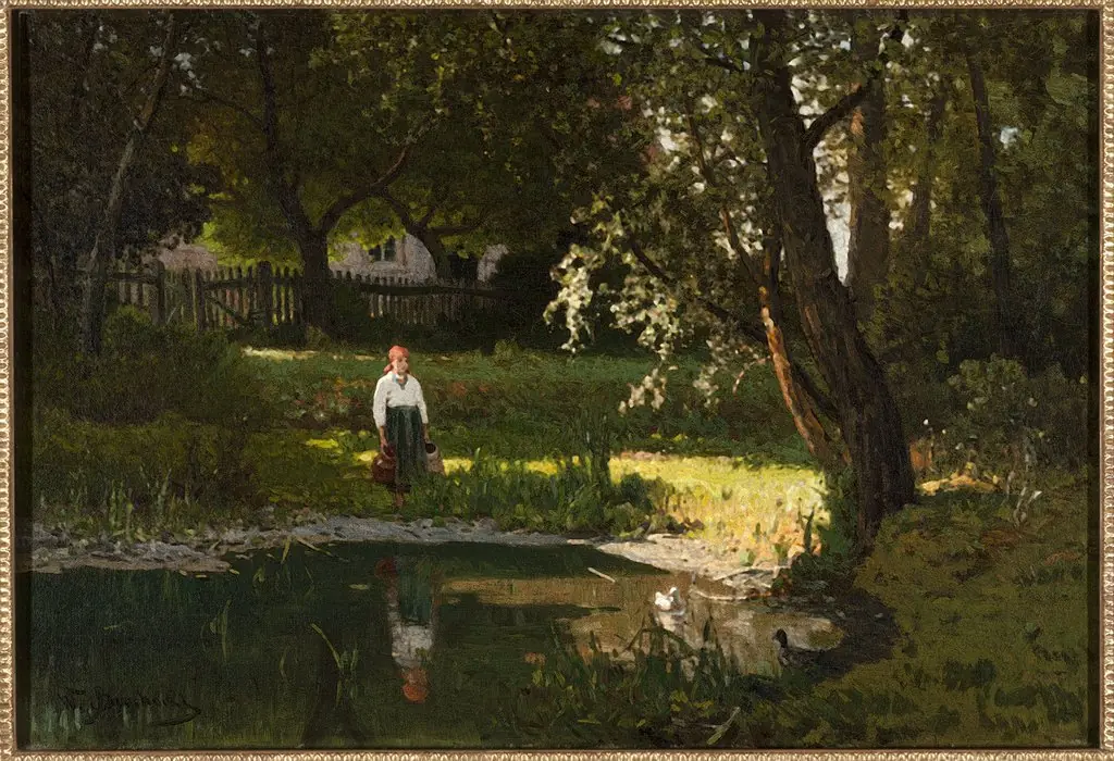 Girl at a pond, by Walery Brochocki