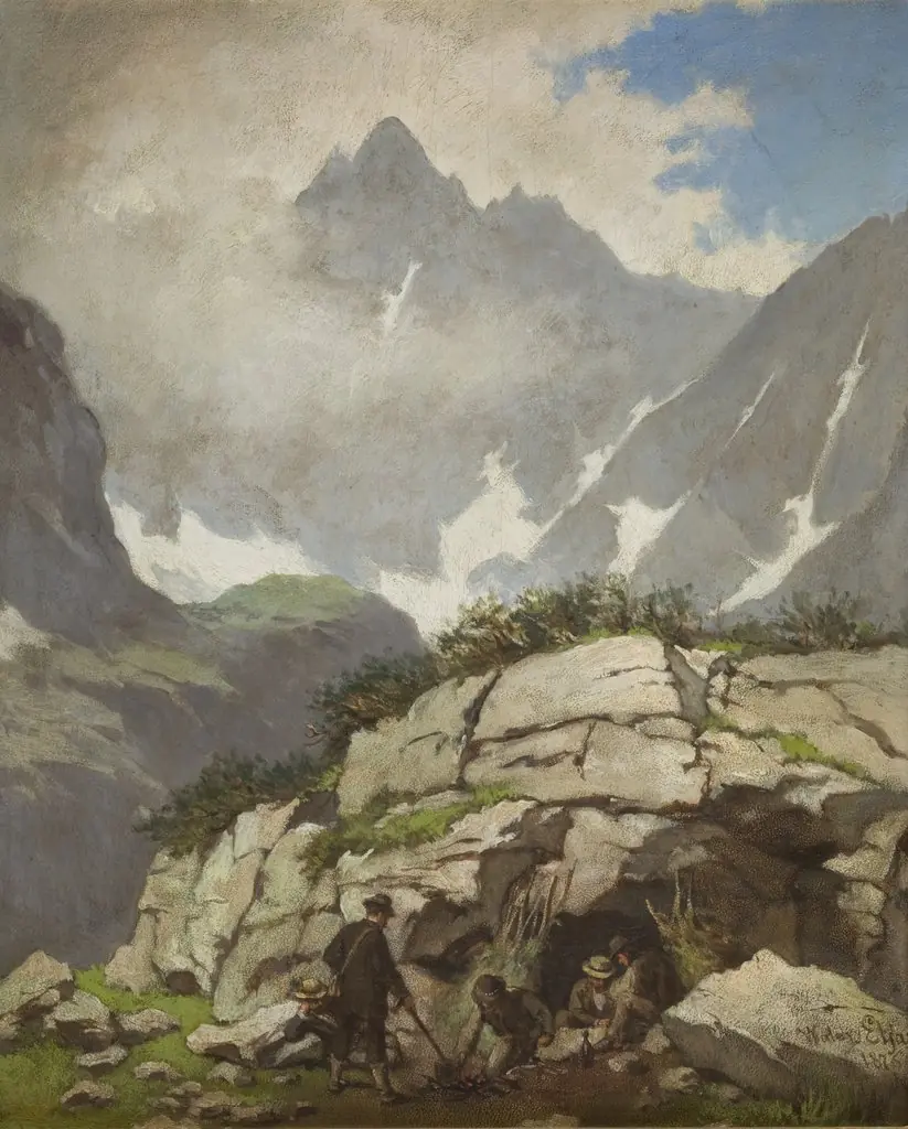 Rock Refuge of Reverend Stolarczyk in the Tatra Mountains, by Walery Eljasz Radzikowski