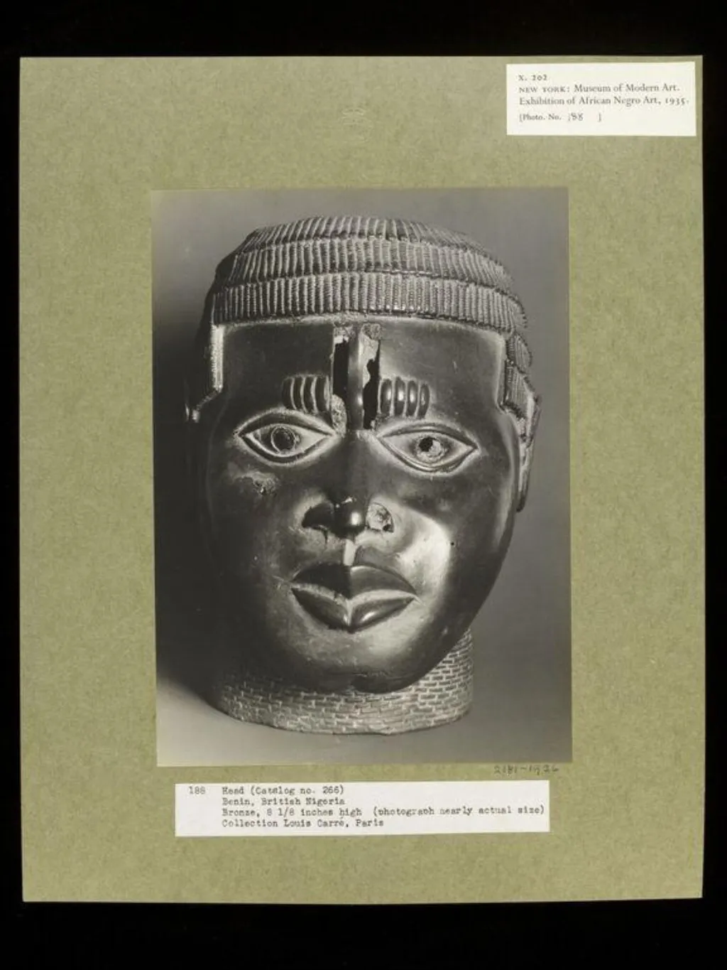 Head of a Youth, Benin, by Walker Evans, photographic, 1935
