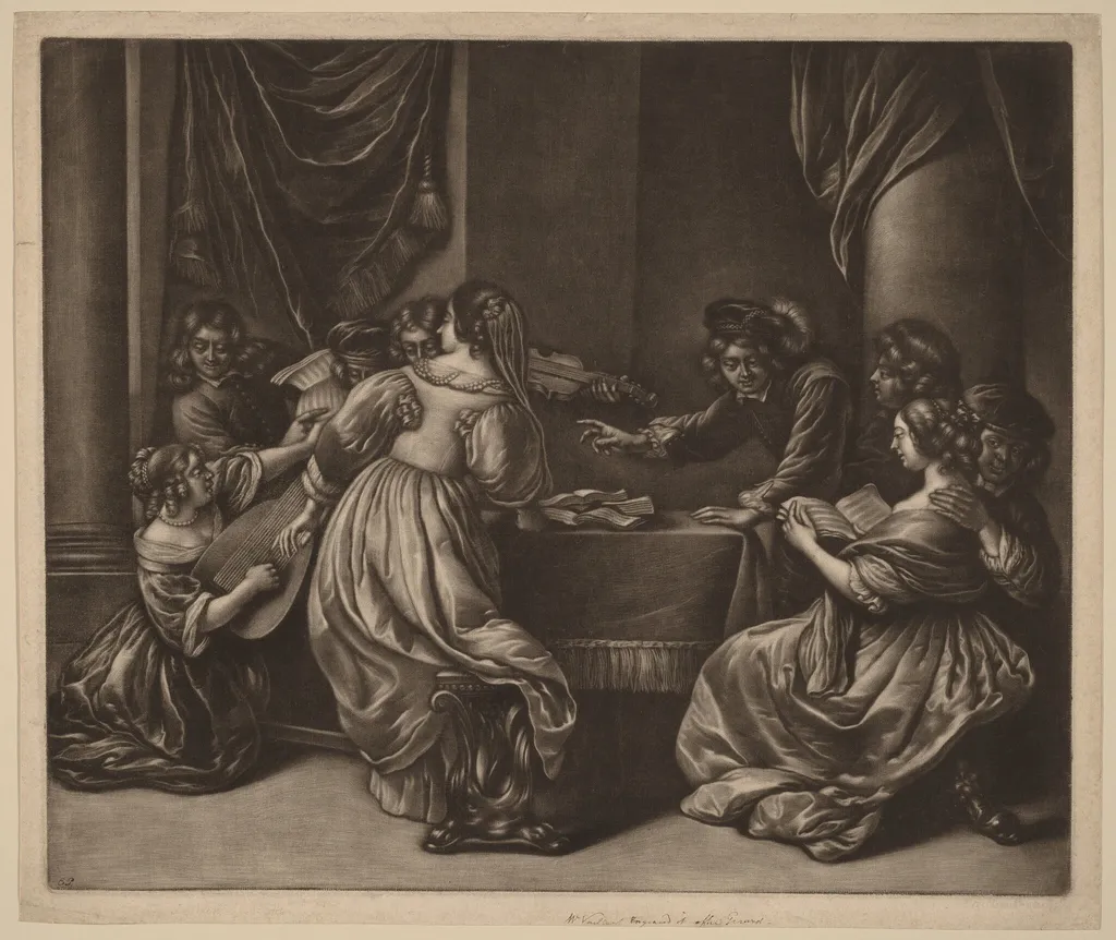 Concert with Nine Persons, by Wallerant Vaillant, ink, 1650