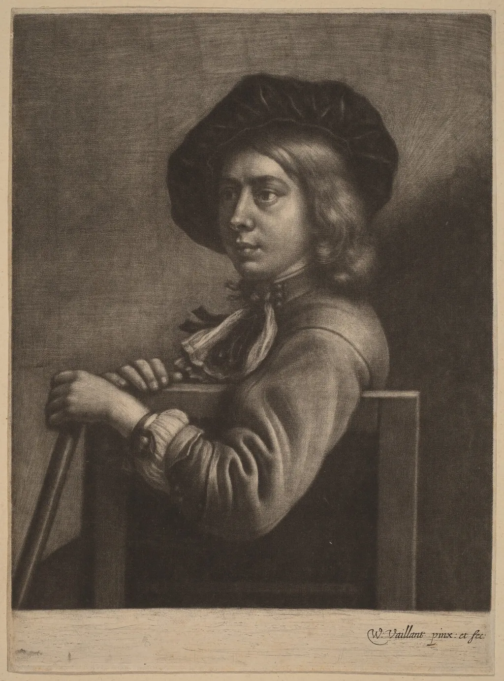 Self-Portrait, by Wallerant Vaillant, ink, 1650