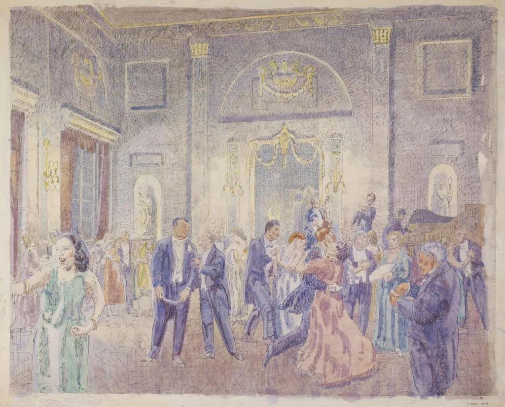 Ballroom at the Shire Hall, Chelmsford, by Walter Bayes, watercolor, 1940