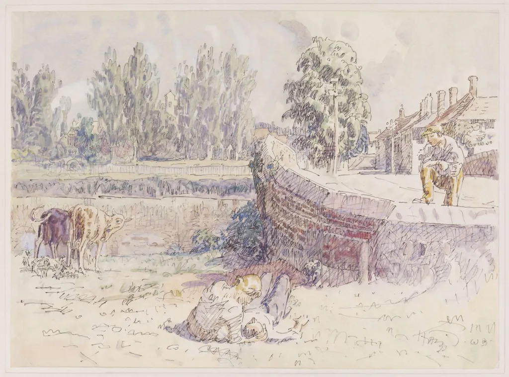 Bridge over the Blackwater at Coggeshall, by Walter Bayes, watercolor, 1940