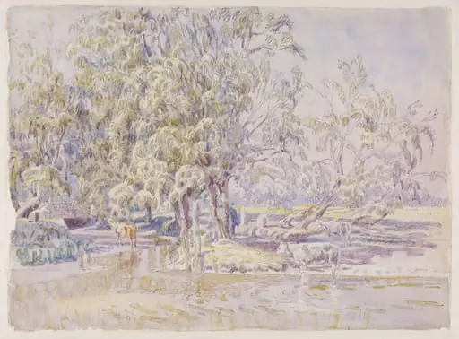 Cattle on the Stour, Dedham, by Walter Bayes