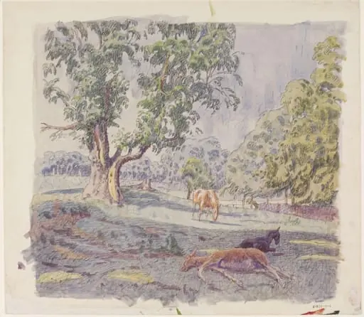 Colts on Lexden Hill, by Walter Bayes