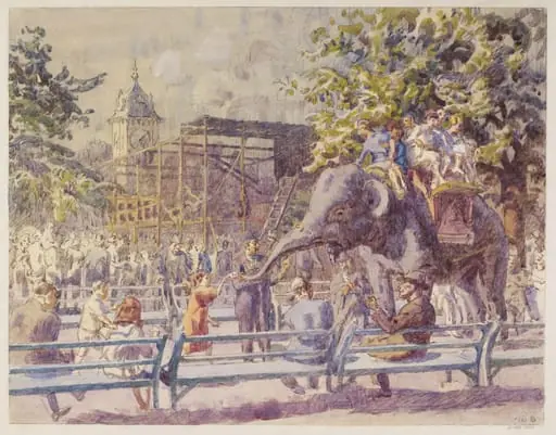 Elephant Riding, Zoological Gardens, Regent's Park, London, by Walter Bayes