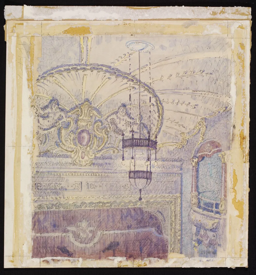The Interior of the Old Grand Theatre, now the Gaumont Hippodrome, Colchester, by Walter Bayes, watercolor, 1940