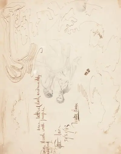 Sketch of a Couple Seated with Cloud Studies [verso], by Walter Crane
