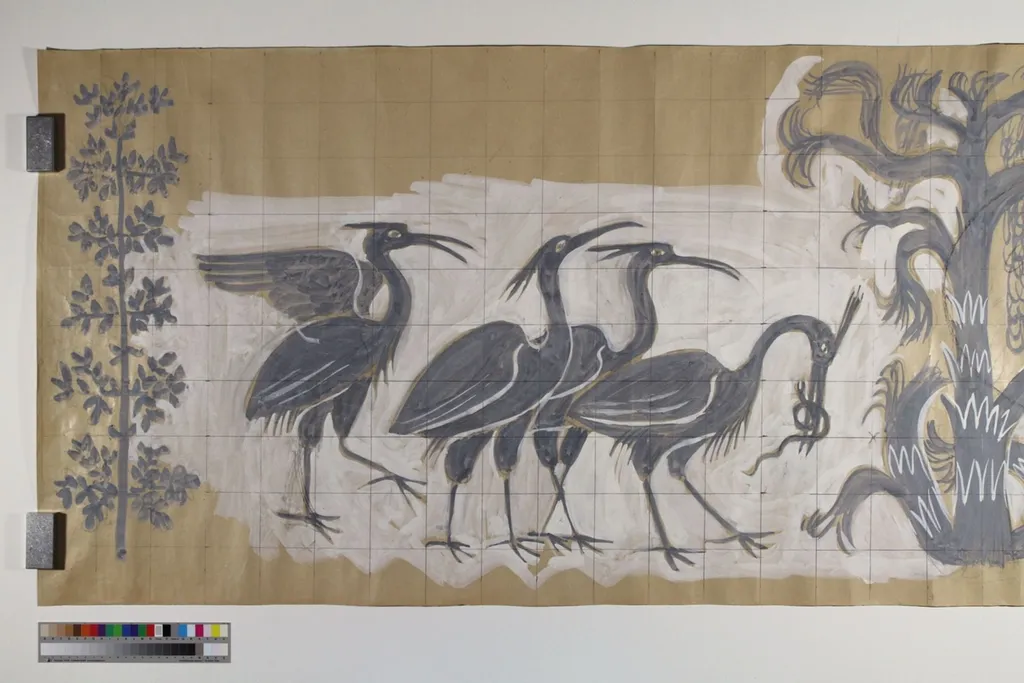 Eglin, Walter - Malerei, Entwurfszeichnung Wandbild Realschule Tannenbrunn, Sissach, by Walter Eglin, unspecified, 1954