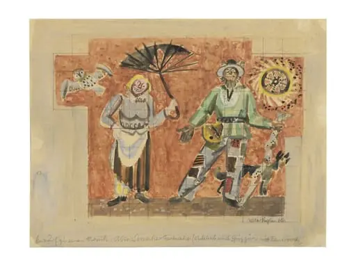 Eglin, Walter - Zeichnung, Huzgüri und Weibelwyb (Fasnacht), by Walter Eglin
