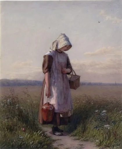 Girl carrying a pitcher, by Walter Field
