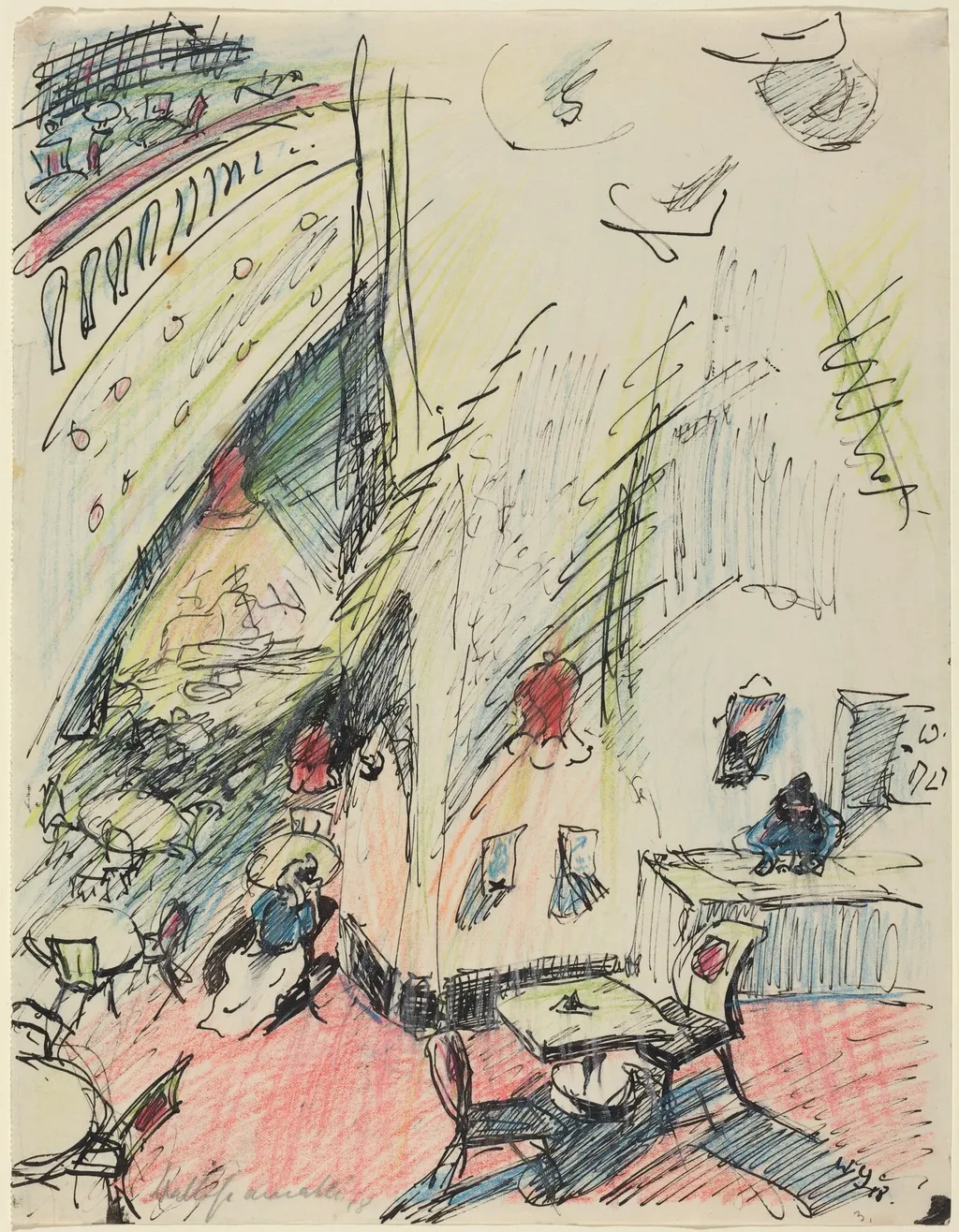 Das leere Café (The Empty Café), by Walter Gramatté, ink, 1918