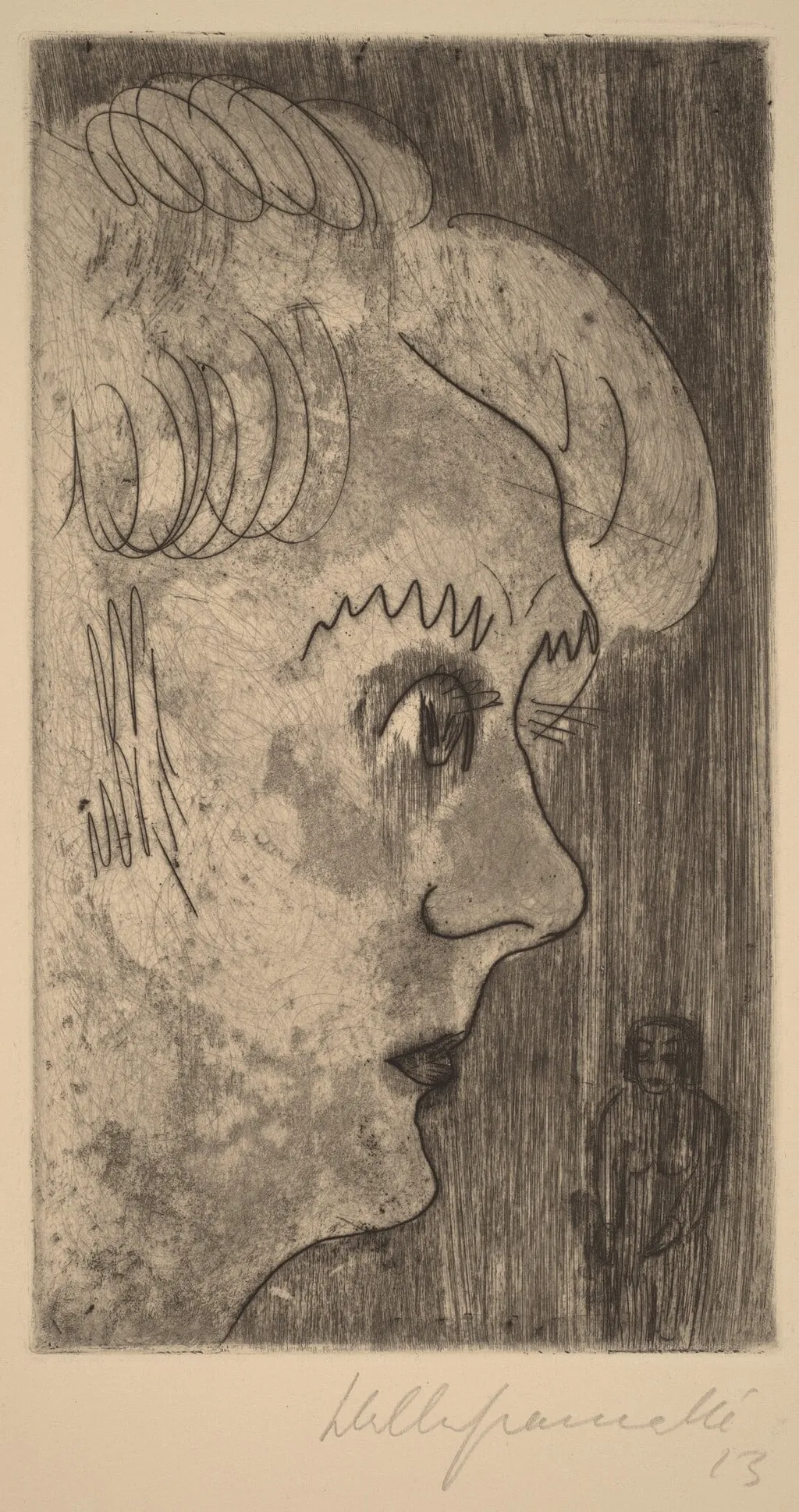 Head in Profile, by Walter Gramatté, ink, 1923