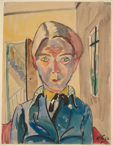 Self-Portrait in Front of Stairs (Selbst vor Treppe), by Walter Gramatté