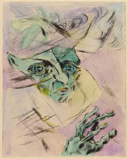 The Great Anxiety (Self-Portrait in Three-Quarter Profile to the Right) (Die große  Angst [Selbstportrat, Kopf im Halbprofil nach rechts]), by Walter Gramatté