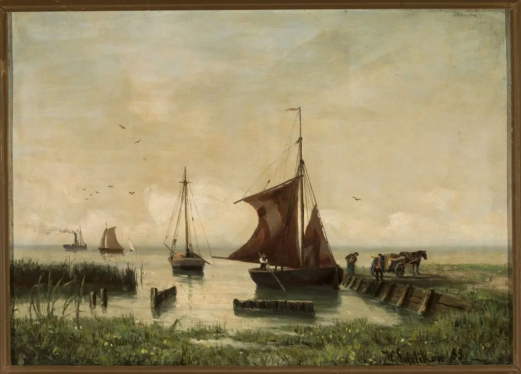 Sail boats at the lakeside, by Walter Leistikow