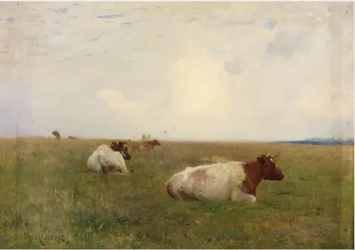 A Landscape with Cattle, by Walter Osborne, oil, 1896