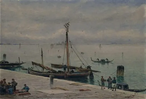 A Quay With Shipping, Venice, by Walter Paris