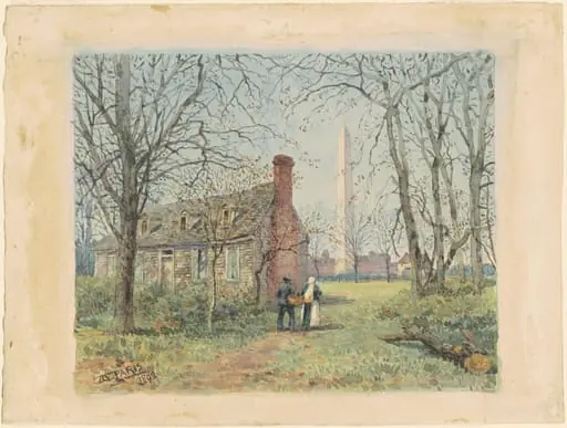 David Burns's Cottage and the Washington Monument, by Walter Paris