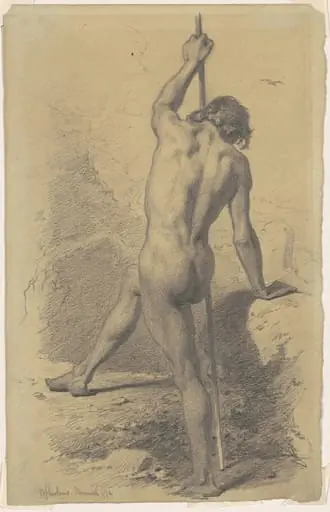 Male Nude with Staff, by Walter Shirlaw