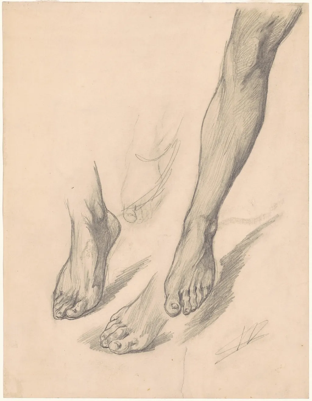 Studies of Feet, by Walter Shirlaw, graphite, 1872