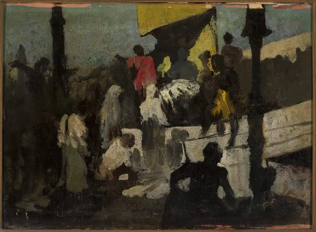 Roman amphitheatre, sketch, by Wandalin Strzałecki, oil, 1900