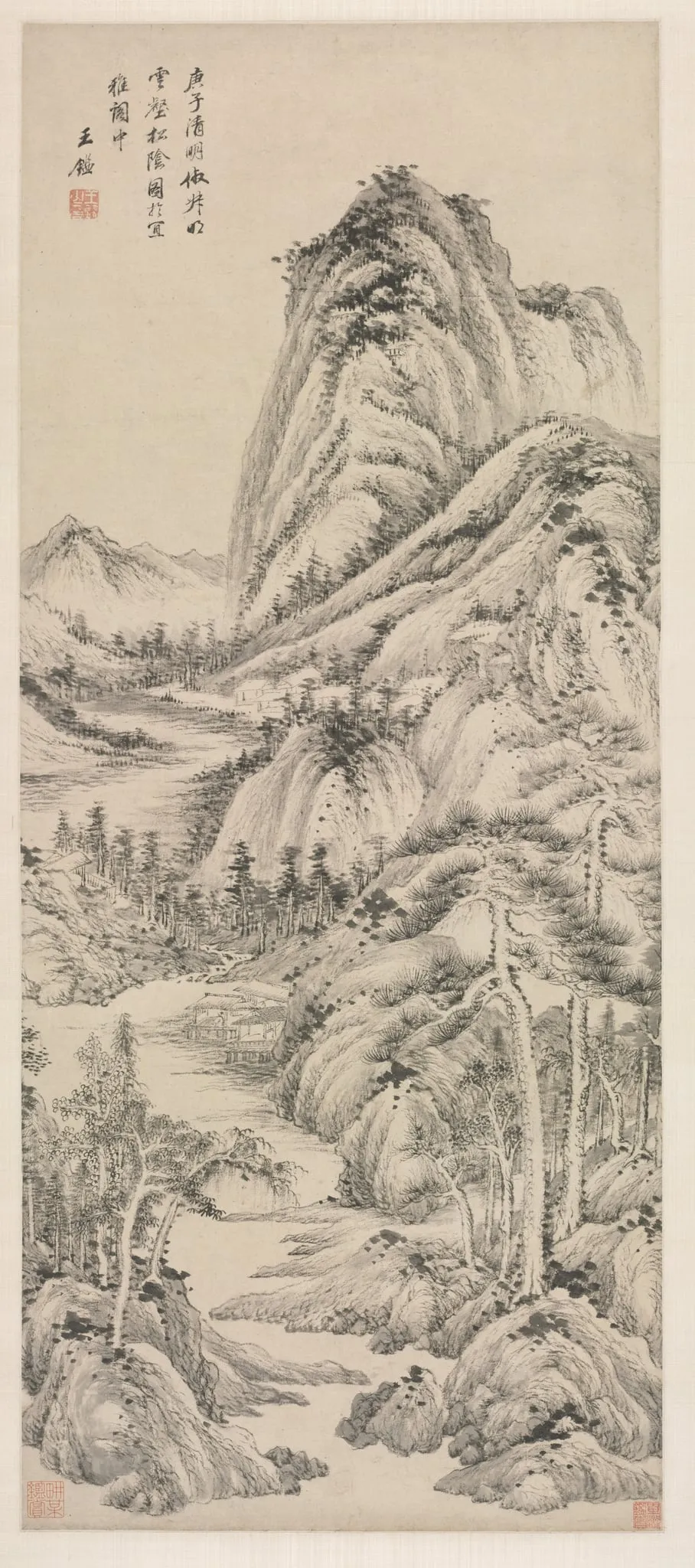 Shade of Pines in a Cloudy Valley, by Wang Jian, unspecified, 1660