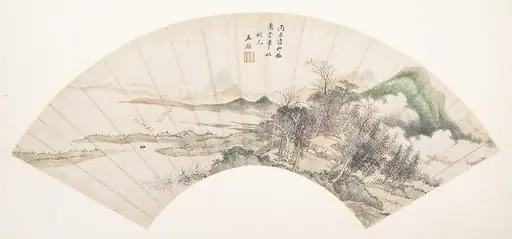 清 佚名 倣王鑑 倣惠崇山水圖 扇|Landscape in the Style of Huichong, by Wang Jian|Unidentified artist