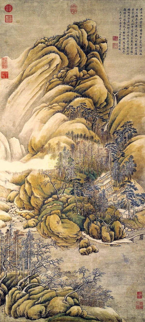 In Imitation of Wang Wei's "Clearing After Snow Over Rivers and Mountains", by Wang Shimin, unspecified, 1668